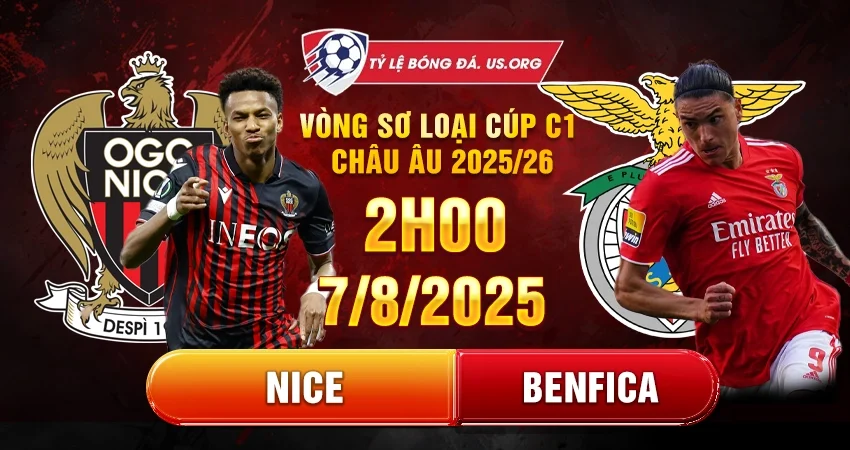 Soi kèo Nice vs Benfica, 2h ngày 7/8, vòng loại Champions League